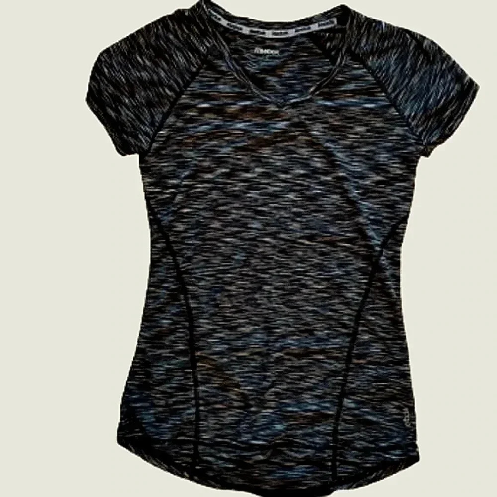 REEBOK black and white short sleeve workout/athlesiure shirt Size XS